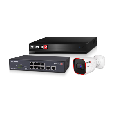 08IP - 8CHNVR + 8 BULLET + 8CH POE SWITCH
