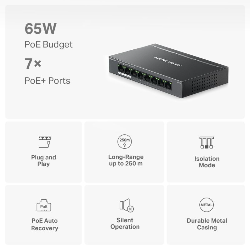 Mercusys 8 Port Gigabit Desktop Switch with 7 Port PoE+